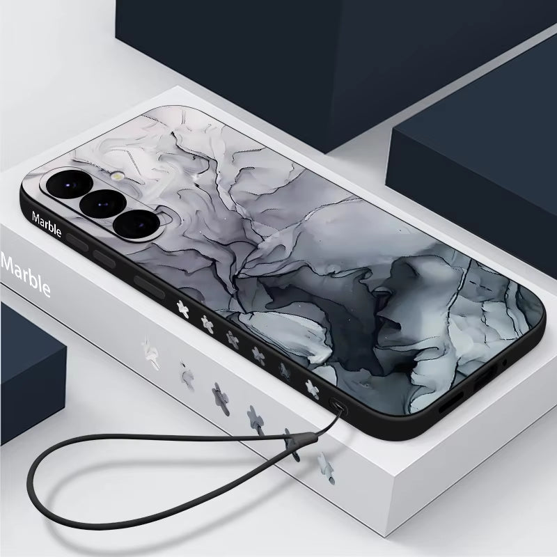 Colorful Marble Case for Samsung Galaxy S24 S23 S22 Ultra S21 S20 FE A16 A15 A25 A34 A35 A55 A52 A53 A54 5G S25 Lanyard Cover